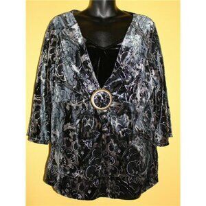 NWT Notations 1x Twofer 2Fer Velvet Blouse 3/4 Sleeves Runs Small